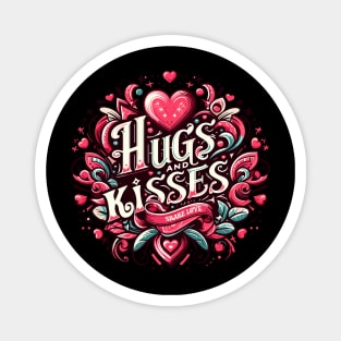 Hugs and Kisses Sticker - Share Love with Vibrant Heart Design Magnet